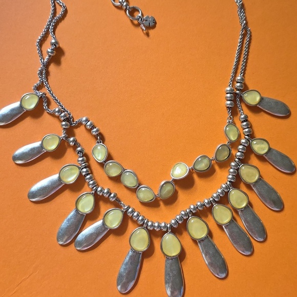 Lucky Brand Jewelry - NWT LUCKY BRAND TWO LAYER MOP PEARL ROCK CRYSTAL TRIBAL STATEMENT NECKLACE 18-9"